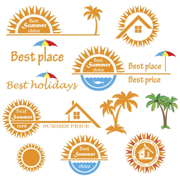 Set of season summer emblems, design elements related to travel,