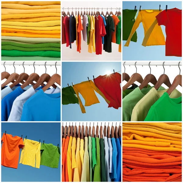 Variety of multicolored casual clothing