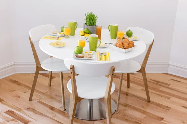 Elegant table with tasty breakfast