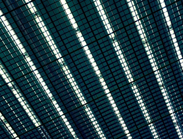 Neon lights in industrial building