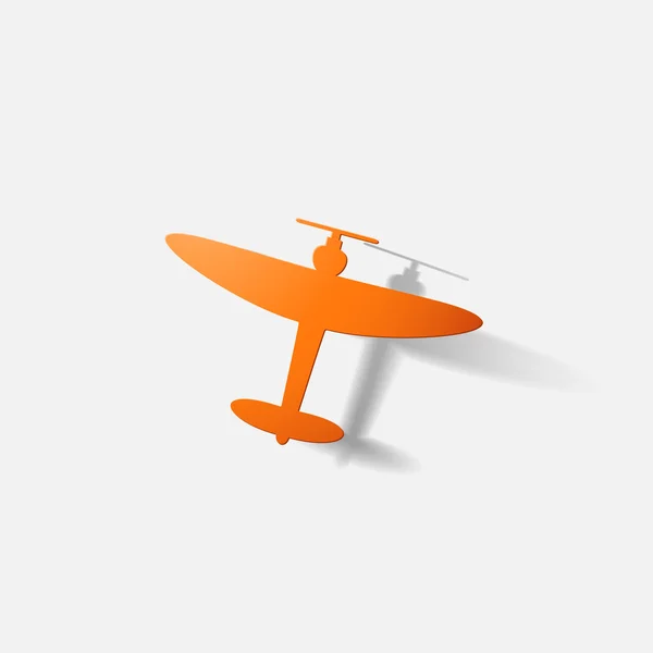 Paper clipped sticker: aircraft plane with propeller