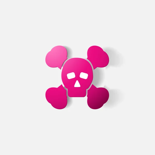 Paper clipped sticker: symbol poison skull and crossbones