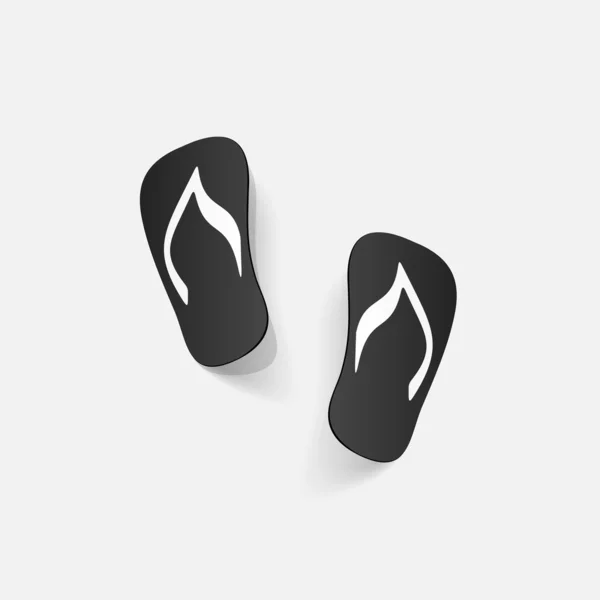 Realistic paper sticker: beach flip flops