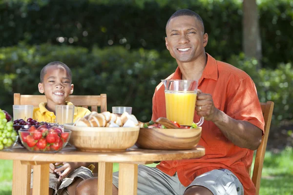 African American Family Healthy Eating Outside