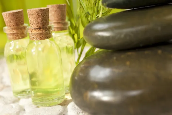 Spa Massage Hot Stones & Bottles in Green Environment
