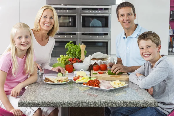Parents Children Family Preparing Healthy Food