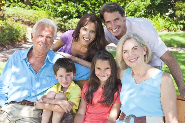 Happy Parents Grandparents Children Family Outside