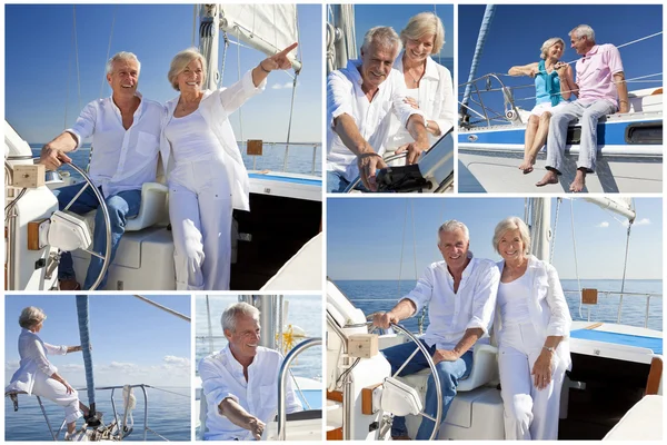 Montage of Senior Sailing on Luxury Yacht