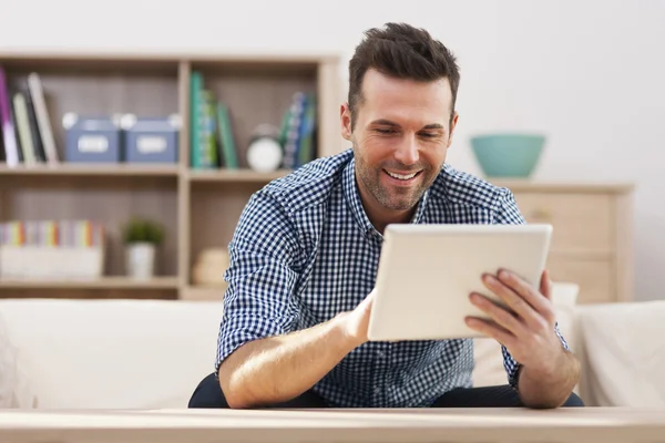 Man using digital tablet