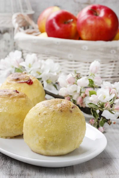 Baked apples stuffed with blueberry jam