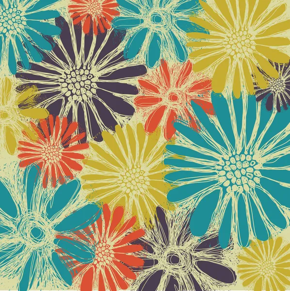 Vintage romantic seamless pattern with summer flowers