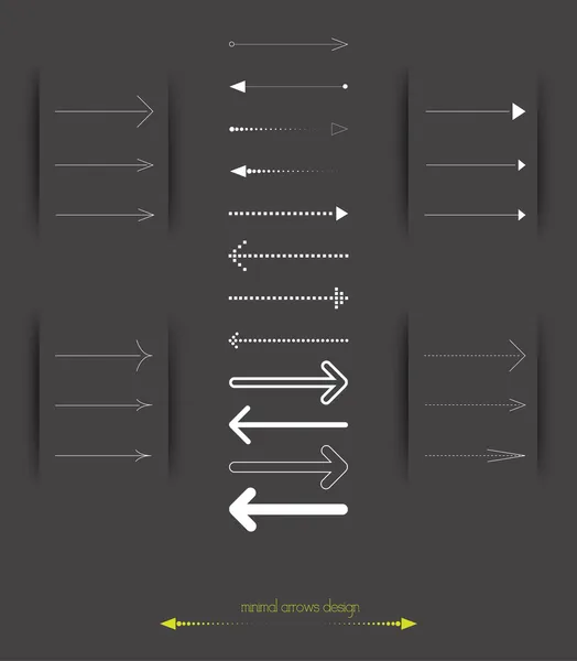 Arrow sign icon set. Simple arrows on black background. Modern minimalistic style. Vector illustration of infographic web design elements.