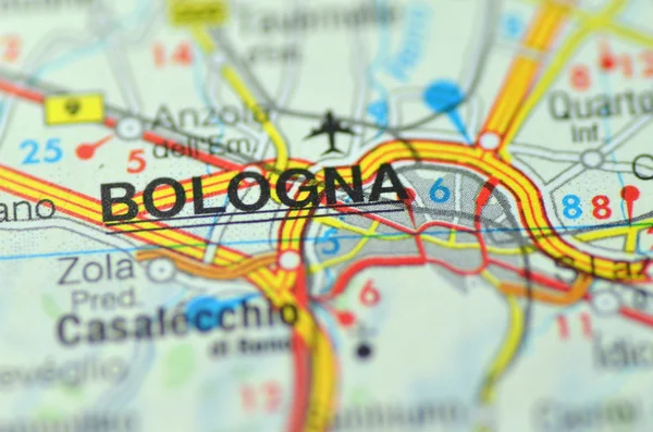 Bologna in Italy on the map