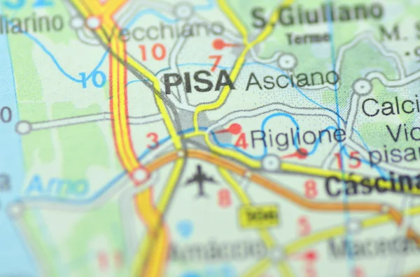 Pisa in Italy on the map