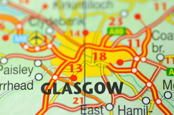 Glasgow in Scotland on the map
