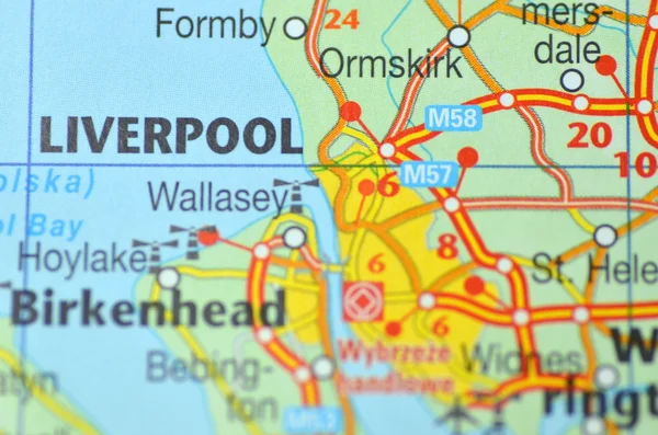 Liverpool in England on the map