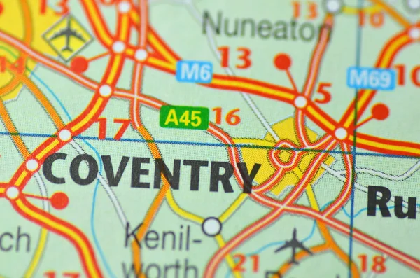 Coventry in England on the map