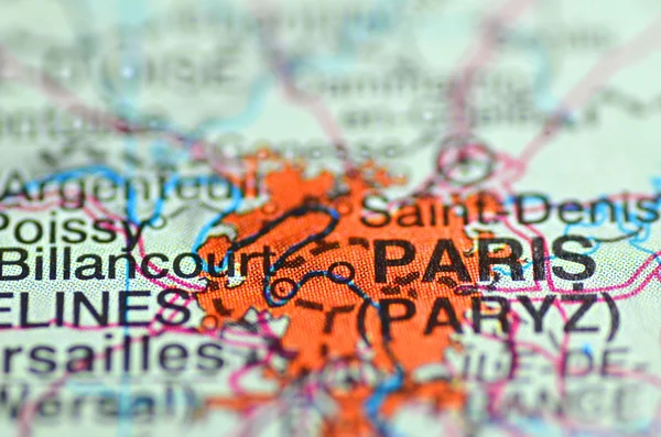 Paris in France on the map
