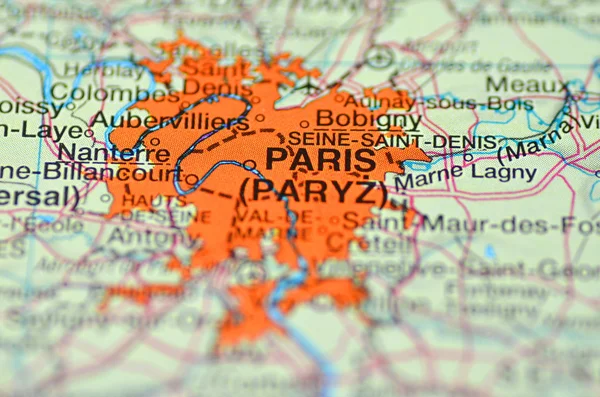 Paris in France on the map