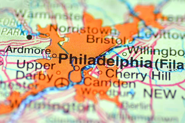 Philadelphia, pennsylvania in the USA on the map