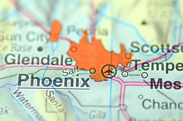 凤凰城,亚利桑那州在美国地图上, - 图库社论照