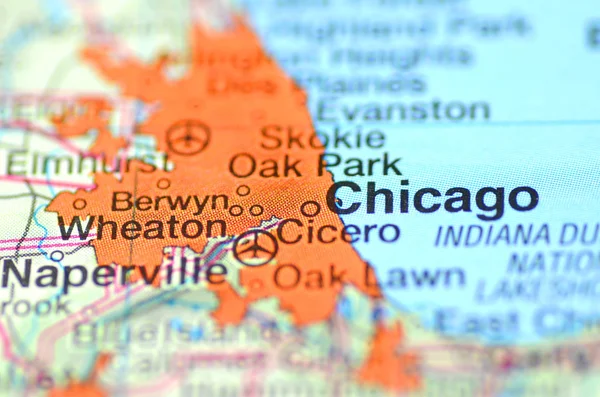 Chicago, Illinois in the USA on the map
