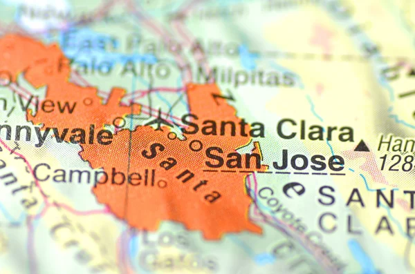 San Jose, California in the USA on the map