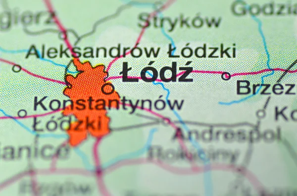 Lodz in Poland on the map