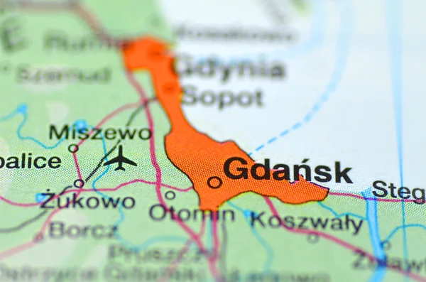 Gdansk in Poland on the map