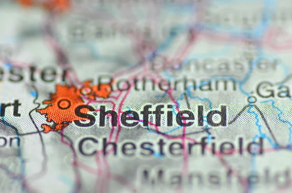Sheffield in England on the map
