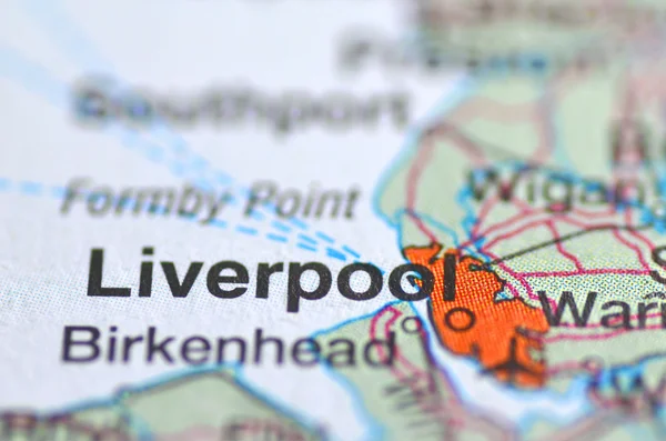 Liverpool in England on the map