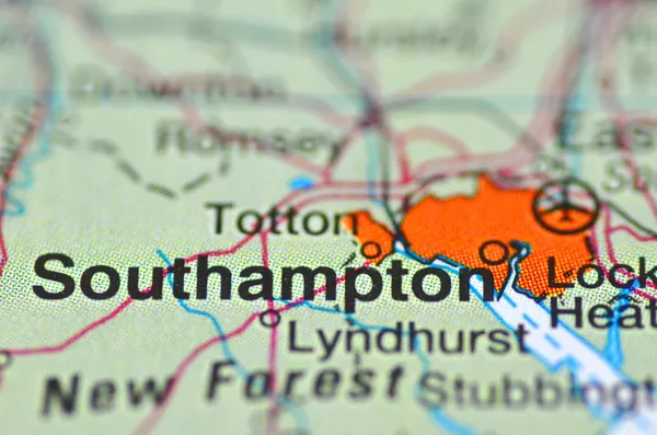 Southampton in England on the map