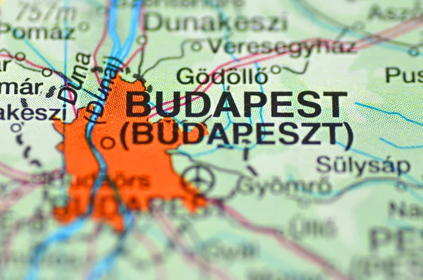 Budapest in Hungary on the map