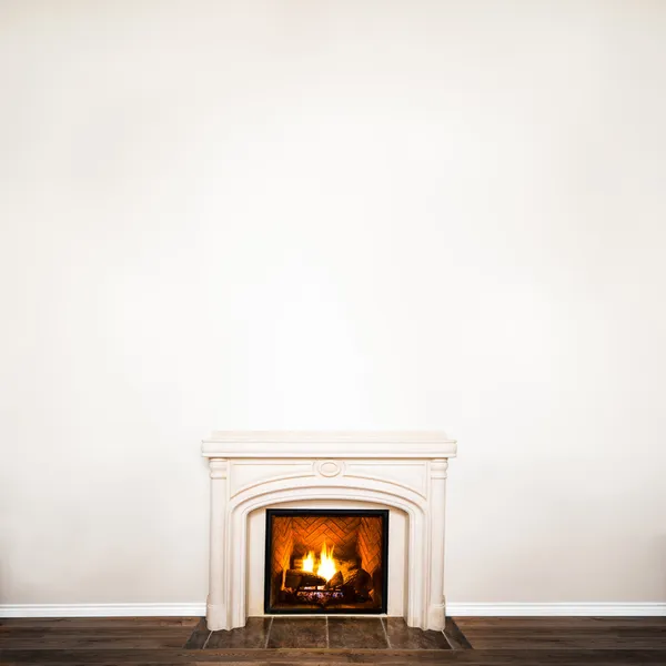 Luxurious White Marble Fireplace and empty wall