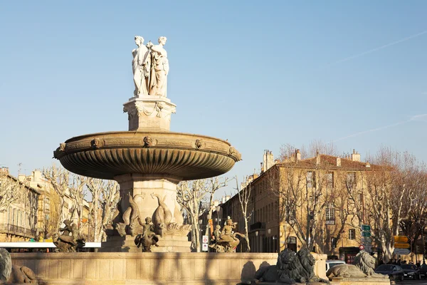 The central roundabout fountains in Aix-en-Provence, France