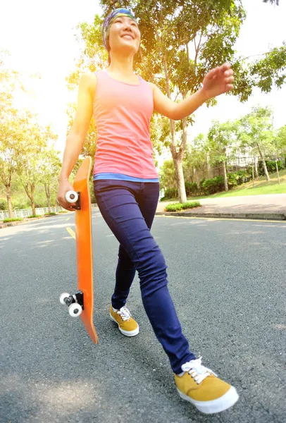 Skateboarding woman