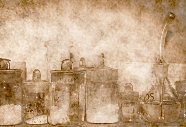 Old chemical glassware in the laboratory