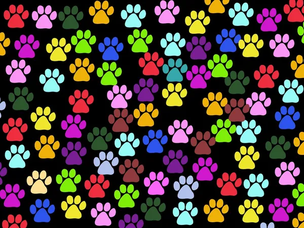 Dog Paws, Trails, Paw-prints - Red Blue Green