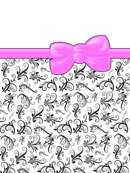 Ribbon, Bow, Damask, Ornaments, Swirls - Black White Pink