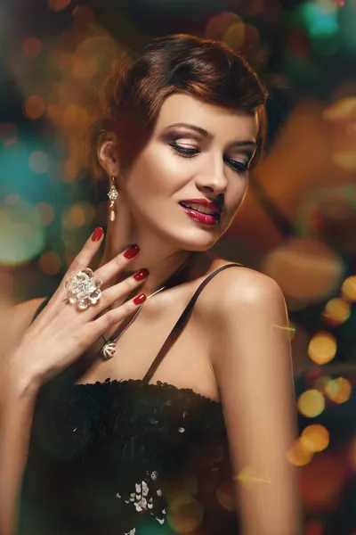 Retro woman with red lipstick