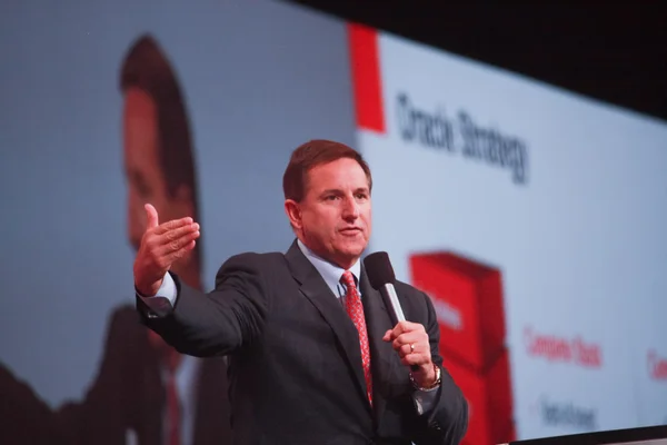 Oracle president Mark Hurd makes speech at Oracle OpenWorld conference in Moscone center
