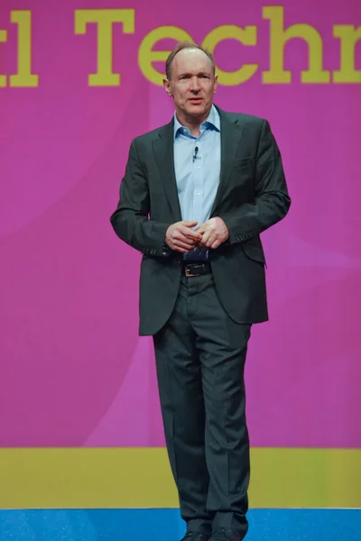 Inventor and founder of World Wide Web Sir Tim Berners-Lee delivers an address to IBM Lotusphere 2012 conference