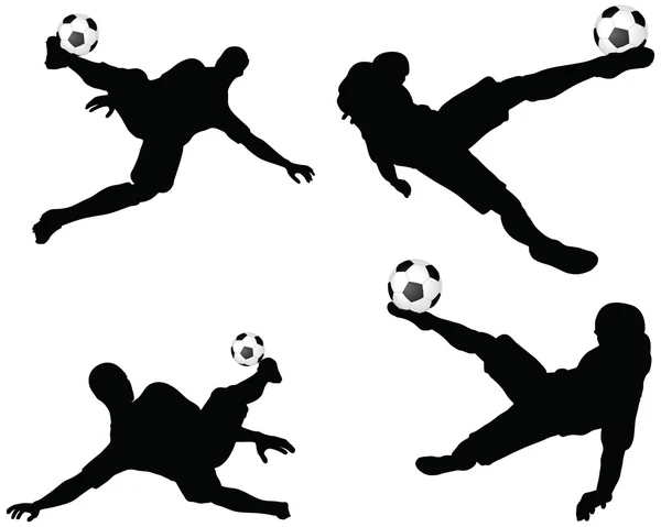 Poses of soccer players silhouettes in air position