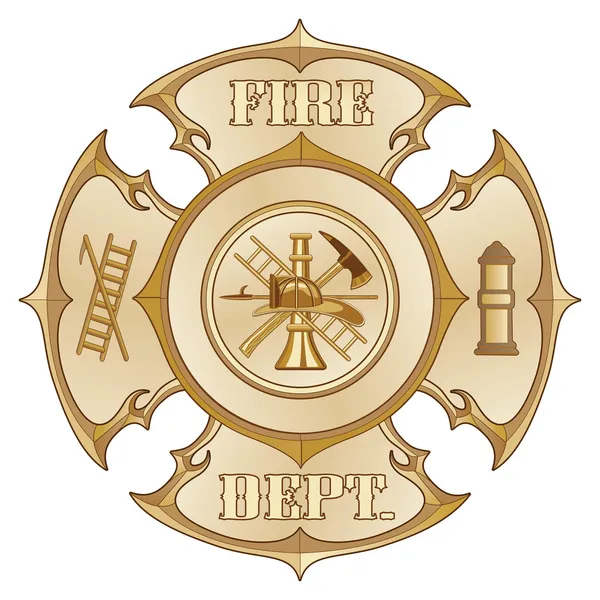 Fire Department Cross Vintage Gold