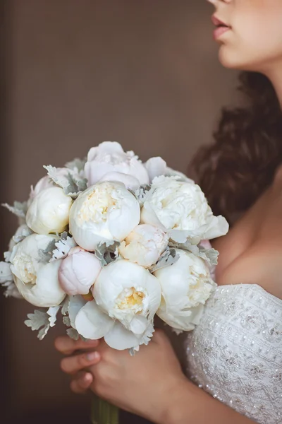 Wedding bride bouquet of fresh bridal flowers