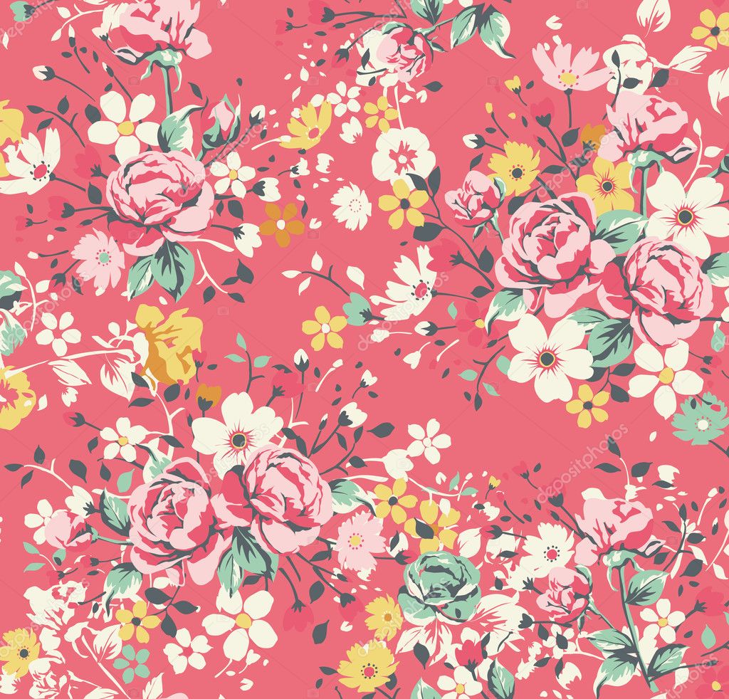 Pink Rose Vintage Wallpaper