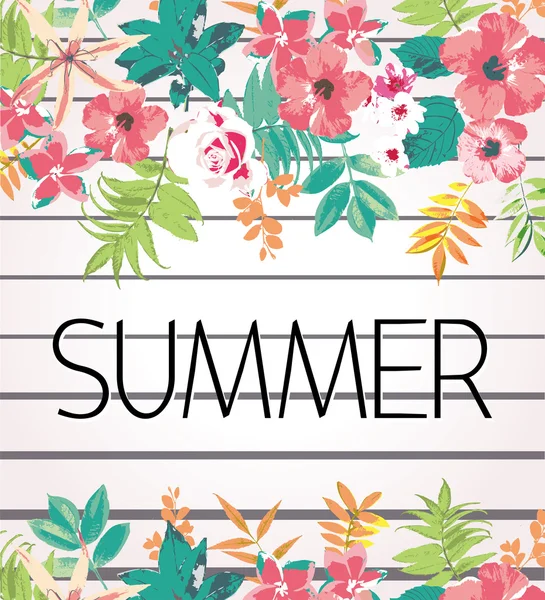 Greeting card tropical flower summer holiday vector pattern background