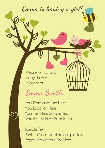 Bird and Bees Invitation Template or Background