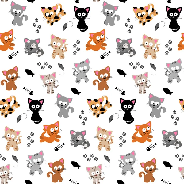 Cute Cat Themed Seamless Background