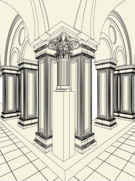 Antique Pillars In The Hall Vector 11
